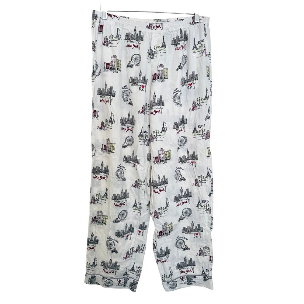 Victoria Secret City Paris New York Pajama Pants Large Tall Loungewear Vintage